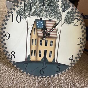 Rustic American House Wall Clock - Black and Cream